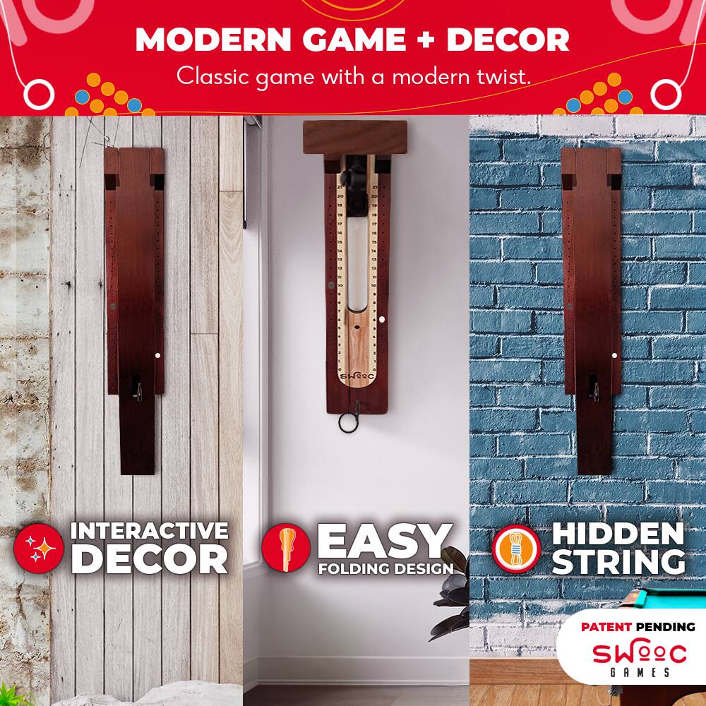 MODERN GAME + DECOR  
Classic game with a modern twist.

- INTERACTIVE DECOR
- EASY FOLDING DESIGN
- HIDDEN STRING

PATENT PENDING  
SWeC GAMES
