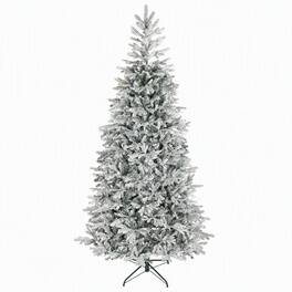 RYHNUYNE - HOMCOM 9 Ft Artificial Frosted Christmas Tree, Realistic Branches Wide Full Spruce Hinged Design Easy Assembly - Green