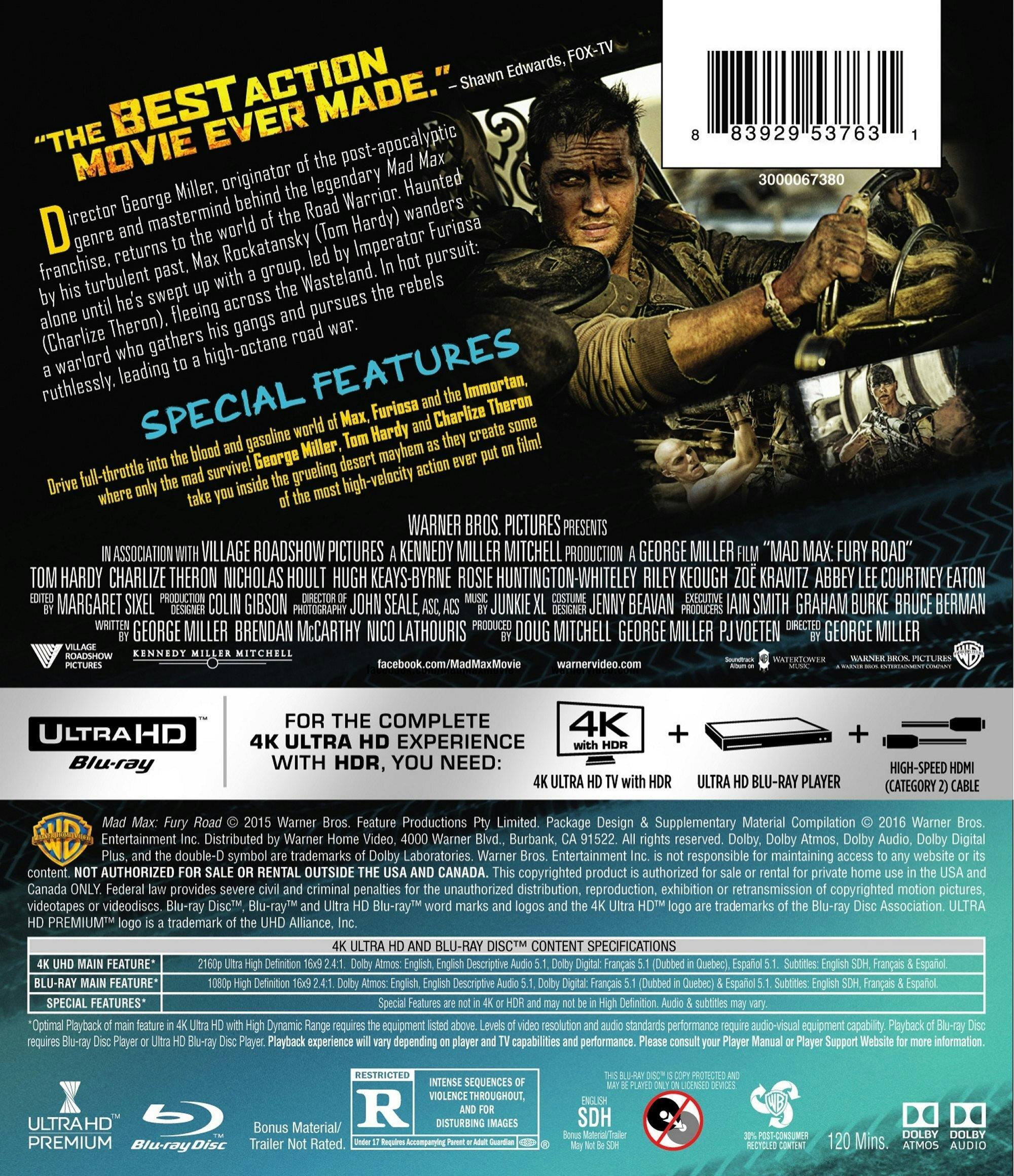 Back. Mad Max: Fury Road (4K Ultra HD + Blu-ray) [UHD].