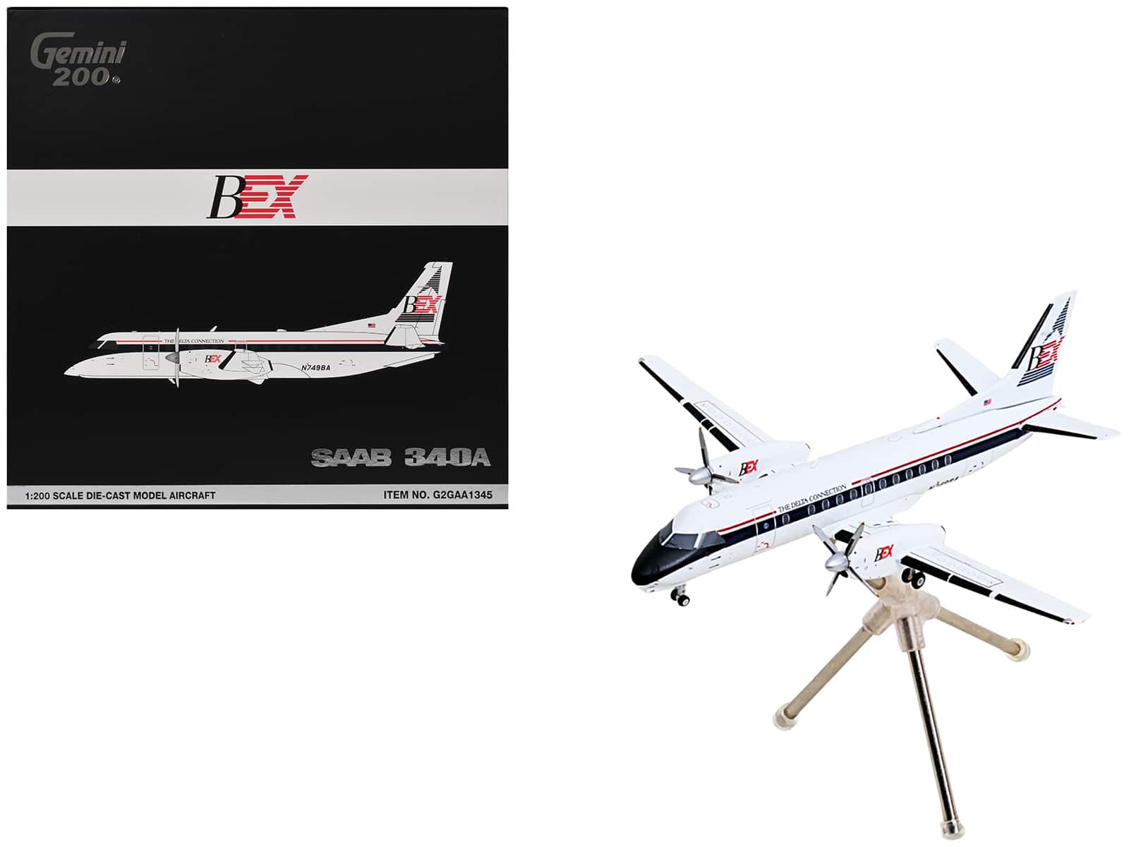 "Saab 340A Commercial Aircraft ""Delta Connection"" White with Dark Blue and Red 1/200 Diecast Model by GeminiJets" price history on PriceWatchPro