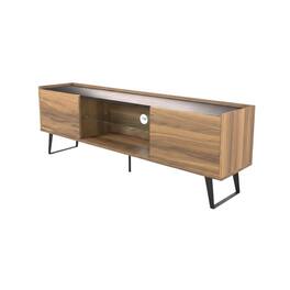 FurniFact - Walnut TV Stand for 65-80 Inch TVs with Engineered Wood Finish Durable Storage - Brown