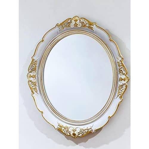 Live At Space - Schones Geschaft Decorative Wall Mirror Vintage Hanging For Dresser Decor Bedroom Living-room Oval Organizer Tray - White