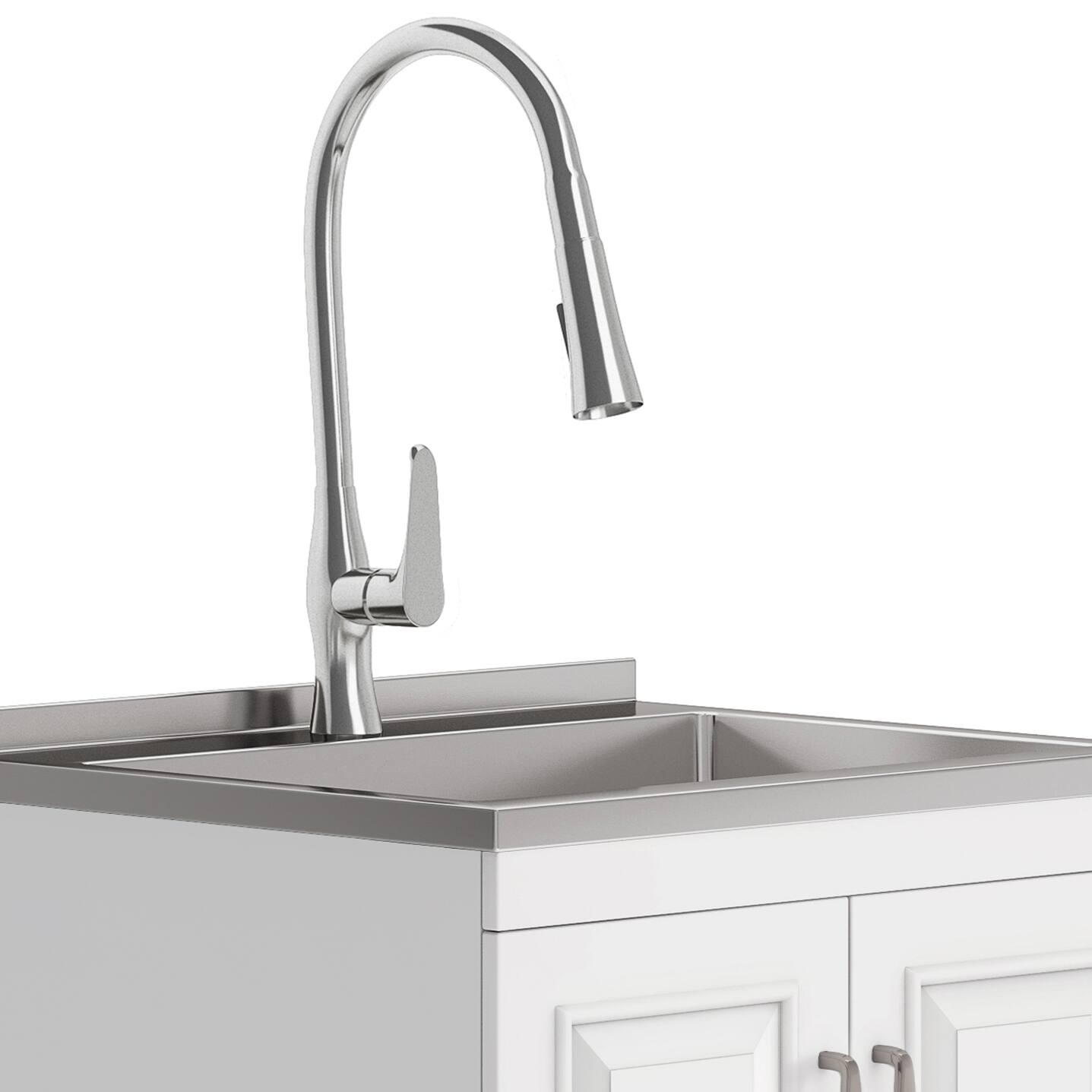 Alt View 4. Simpli Home - Darwin All-In-One 24-inch Laundry Utility Sink and Cabinet - Pure White.