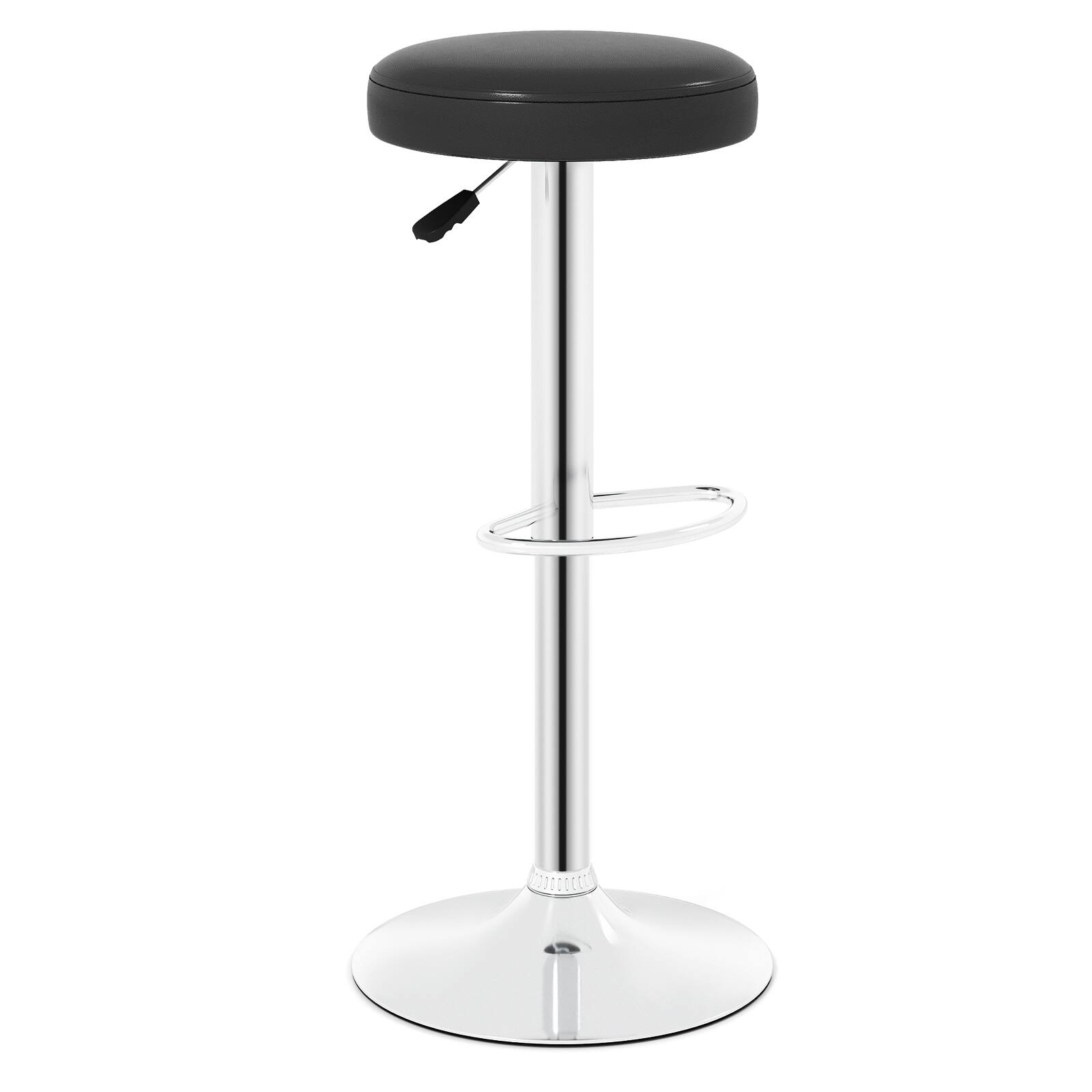 Alt View 9. Costway - Costway 1 PC Round  Backless Bar Stool Adjustable Swivel Pub Chair U Leather with Footrest - Black.
