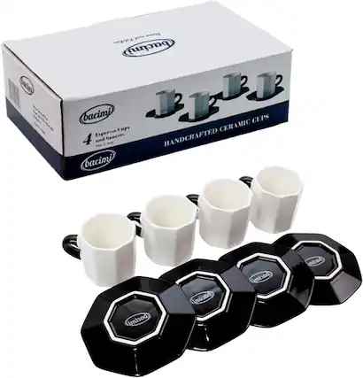 bacimi
4 Espresso Cups and Saucers
HANDCRAFTED CERAMIC CUPS