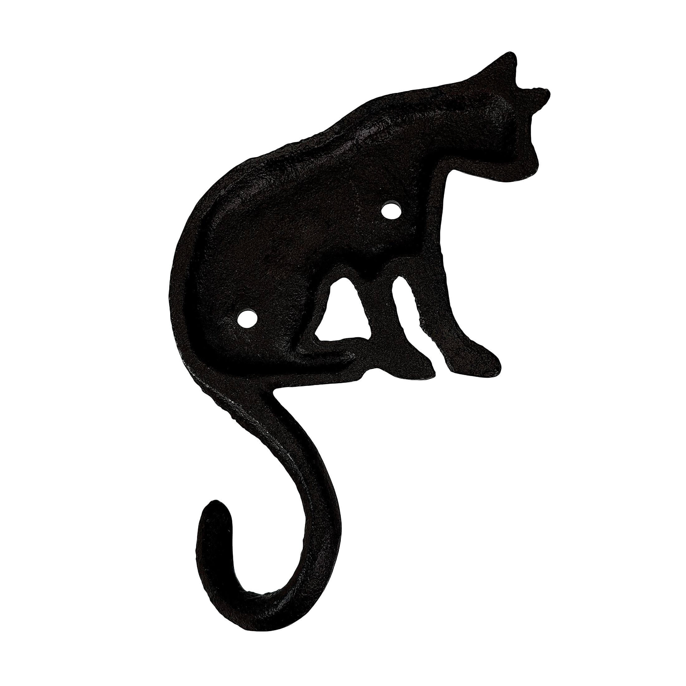 Alt View 8. Things2Die4 - Set of 3 Cast Iron Cat Wall Hooks Aged Brown Rustic 6.5 in Decorative - Brown.