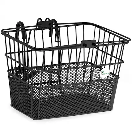 Front. ProSource - ProSource Wire Bike Basket - Black.