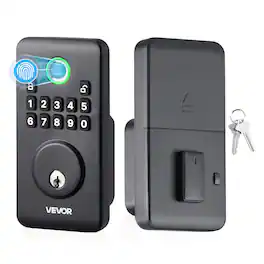 VEVOR - Fingerprint Door Lock, Electronic Biometric Deadbolt with Pioneering Easy-Grip Design, Auto Locking, One-Time Code - Black
