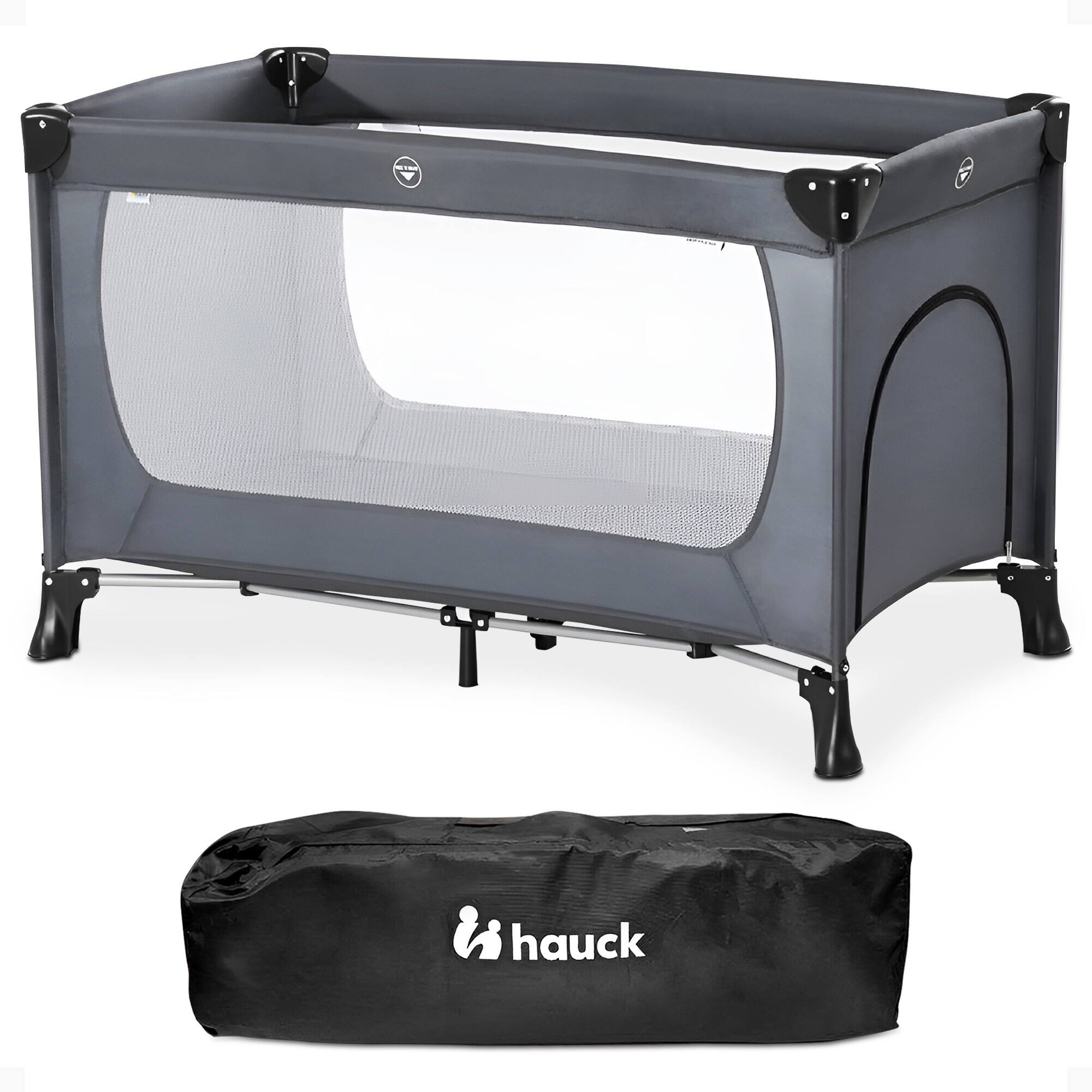 Front. hauck - hauck Dream N Play Plus Travel Pack Cot, Babies & Toddlers up to 33 Pounds, Grey - Grey.