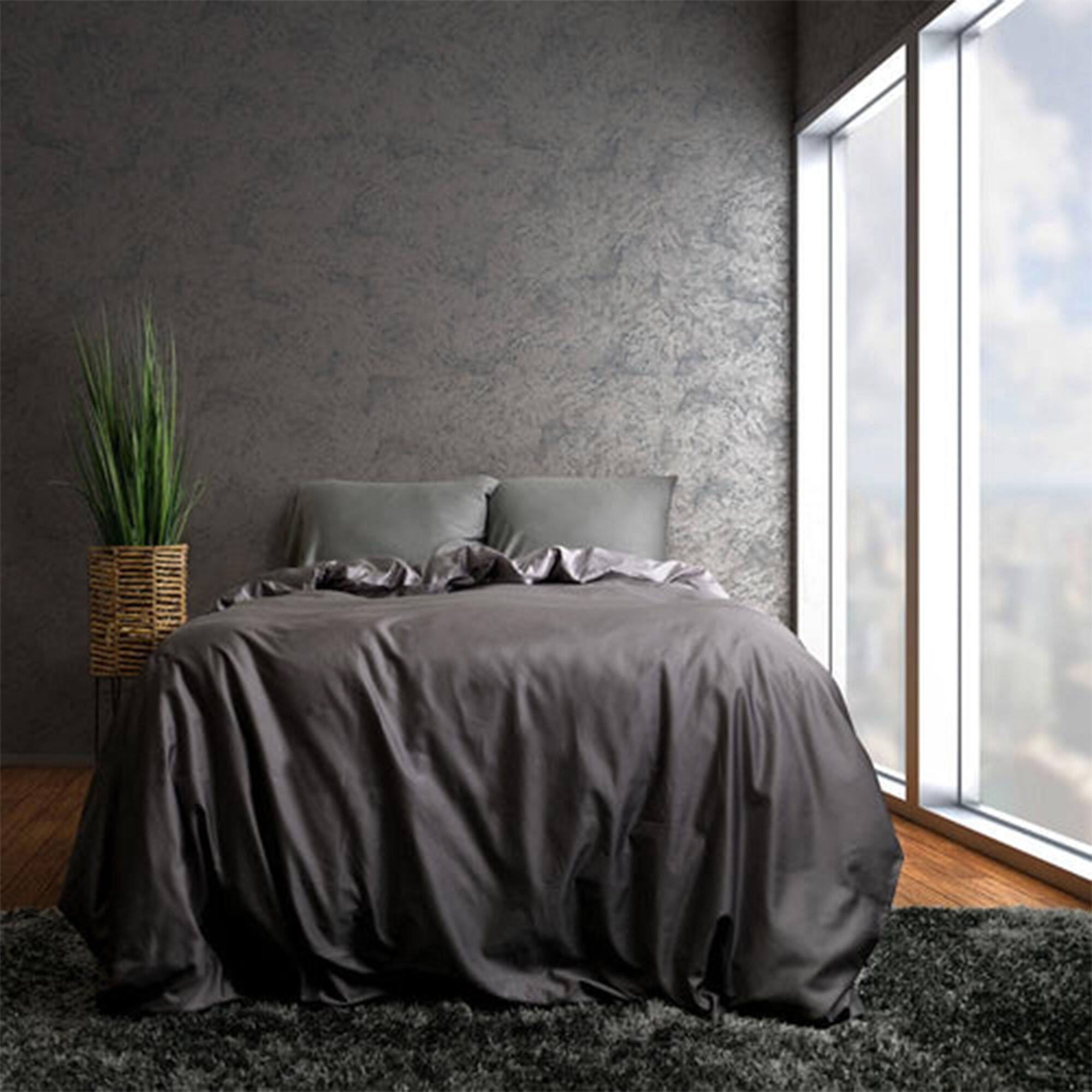 Alt View 10. Sleepgram - Sleepgram Supima 400 Thread Count Cotton Duvet Cover with Travel Bag, King, Grey - Grey.