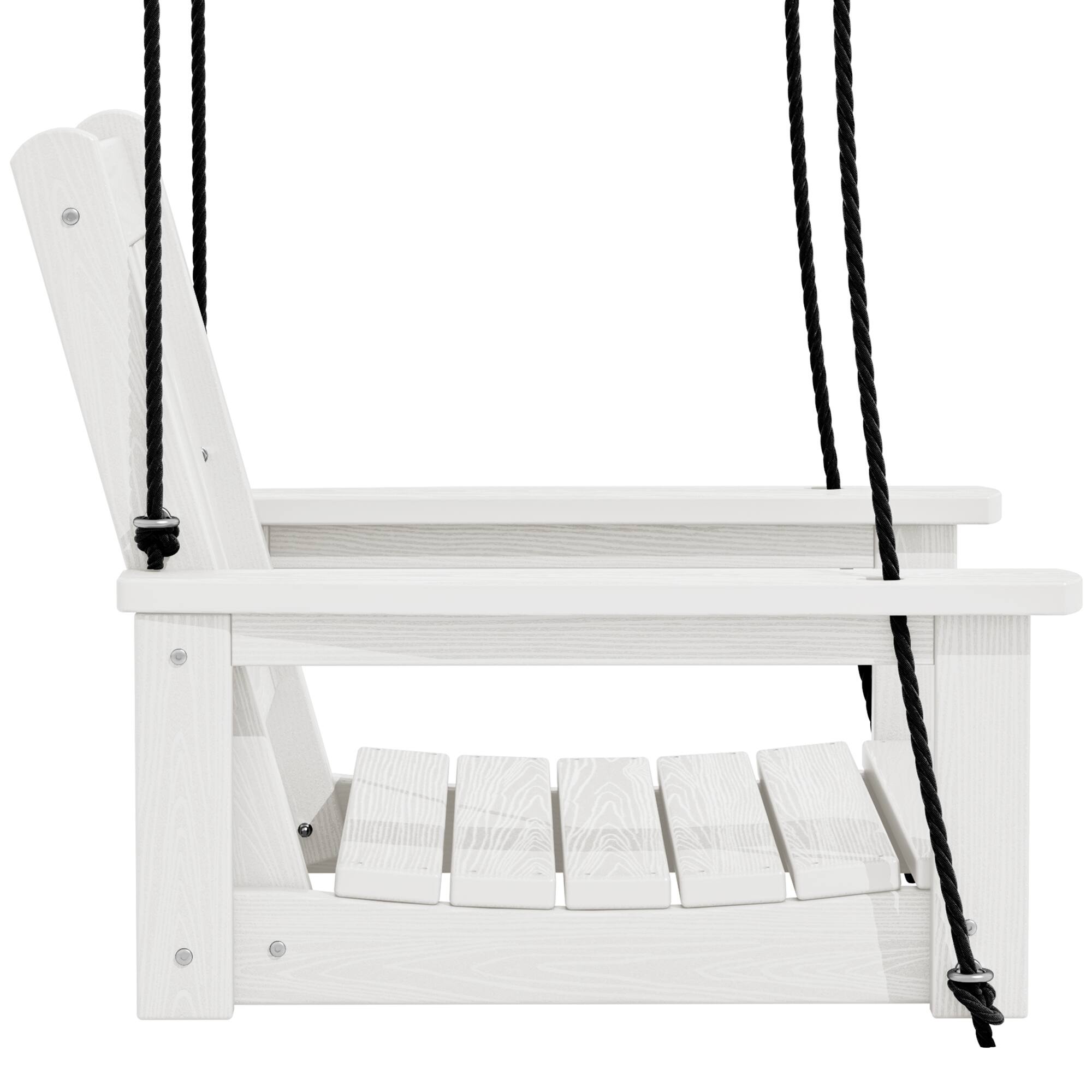 Left. SERWALL - SERWALL HDPE Heavy Duty Single Porch Swing for Patio Garden Yard, White - White.