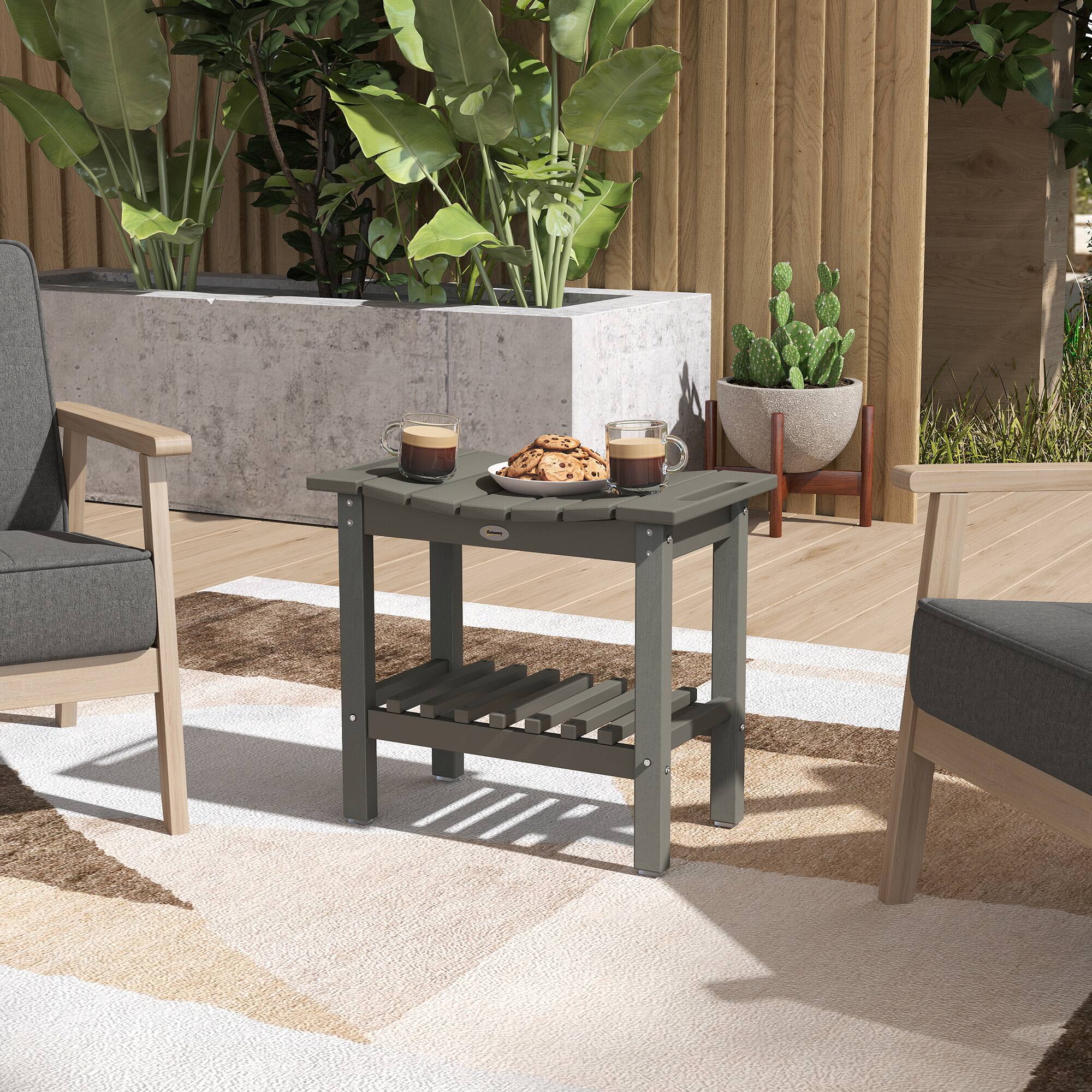 Alt View 1. Outsunny - Shower Bench for Inside Shower, HDPE Shower Stool with Handle, Storage Shelf, Non-Slip Pads - Dark Gray.