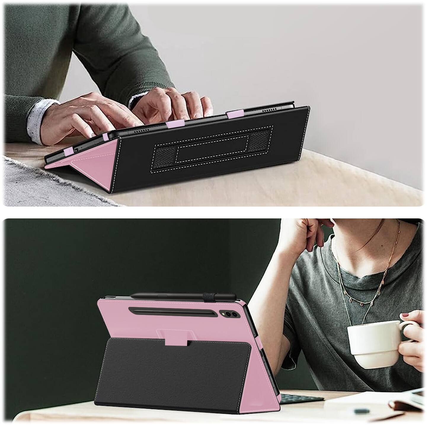 Alt View 14. SaharaCase - Bi-Fold Folio Case for Samsung Galaxy Tab S8, Tab S9 and Tab S9 FE - Blush Pink.