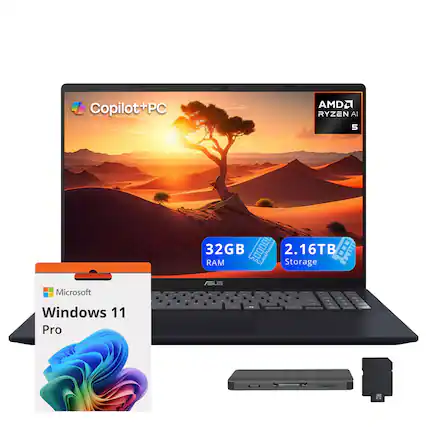Copilot+PC
AMD Ryzen AI 5
32GB RAM
2.16TB Storage
Microsoft Windows 11 Pro
ASUS