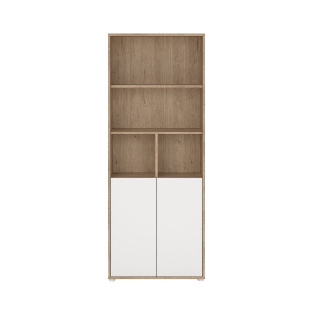 Back. FurniFact - 6-Shelf Bookcase with 2 Doors for Home Office or Living Room - Brown.