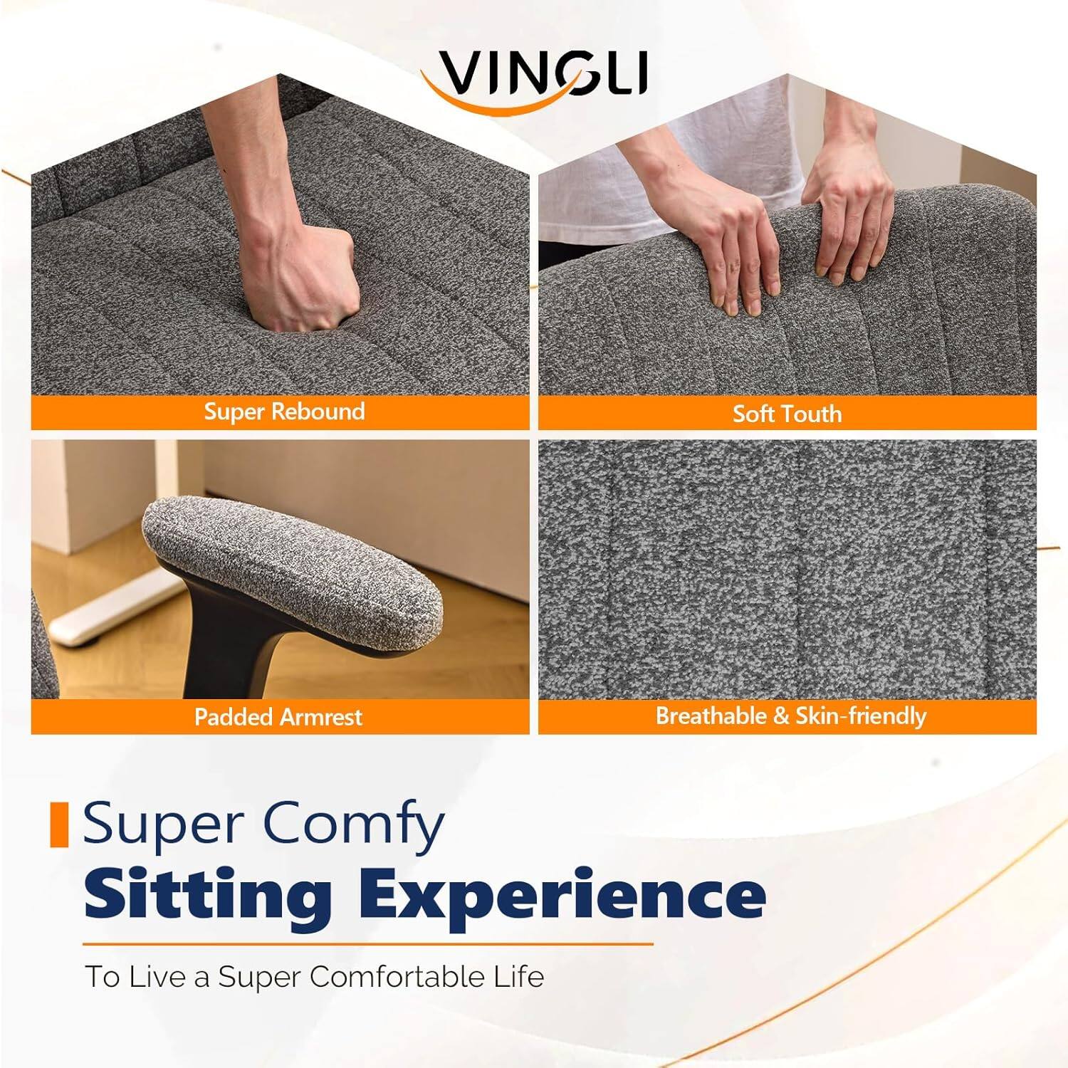VINGLI Super Rebound Soft Touch Padded Armrest Breathable & Skin-friendly Super Comfy Sitting Experience To Live a Super Comfortable Life