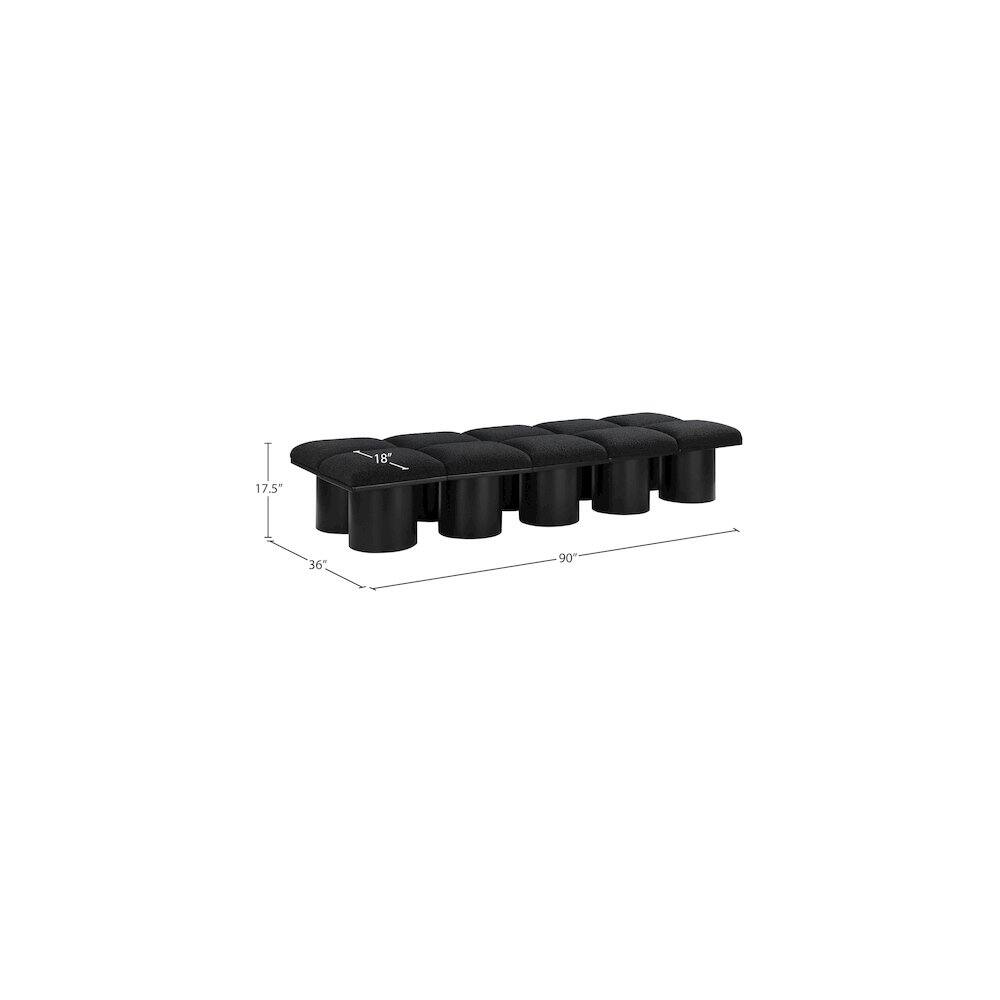 Alt View 1. Meridian Furniture - Pavilion Black Boucle Fabric Bench - Black Boucle Fabric.