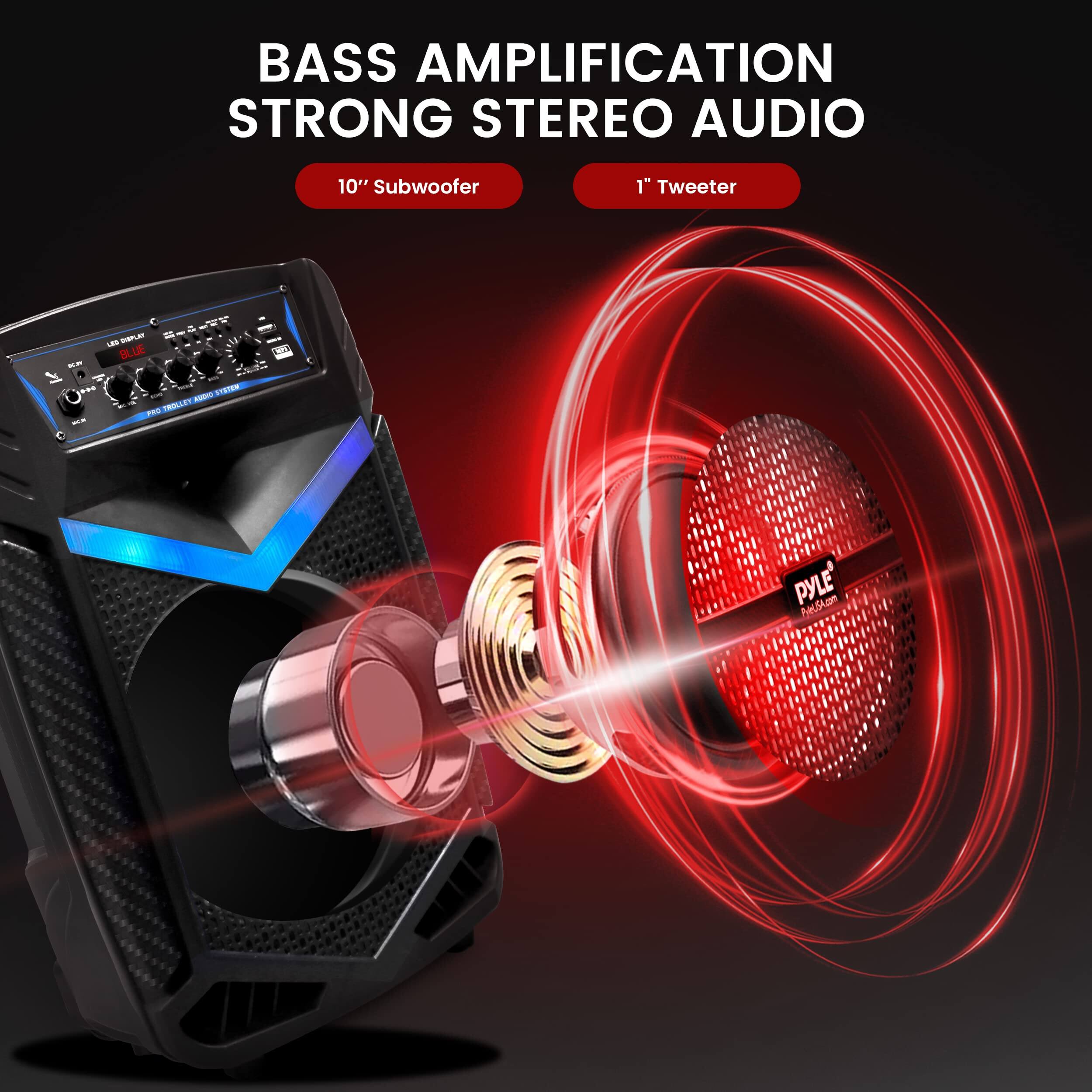 BASS AMPLIFICATION STRONG STEREO AUDIO  
10" Subwoofer  
1" Tweeter  
PYLE B5A