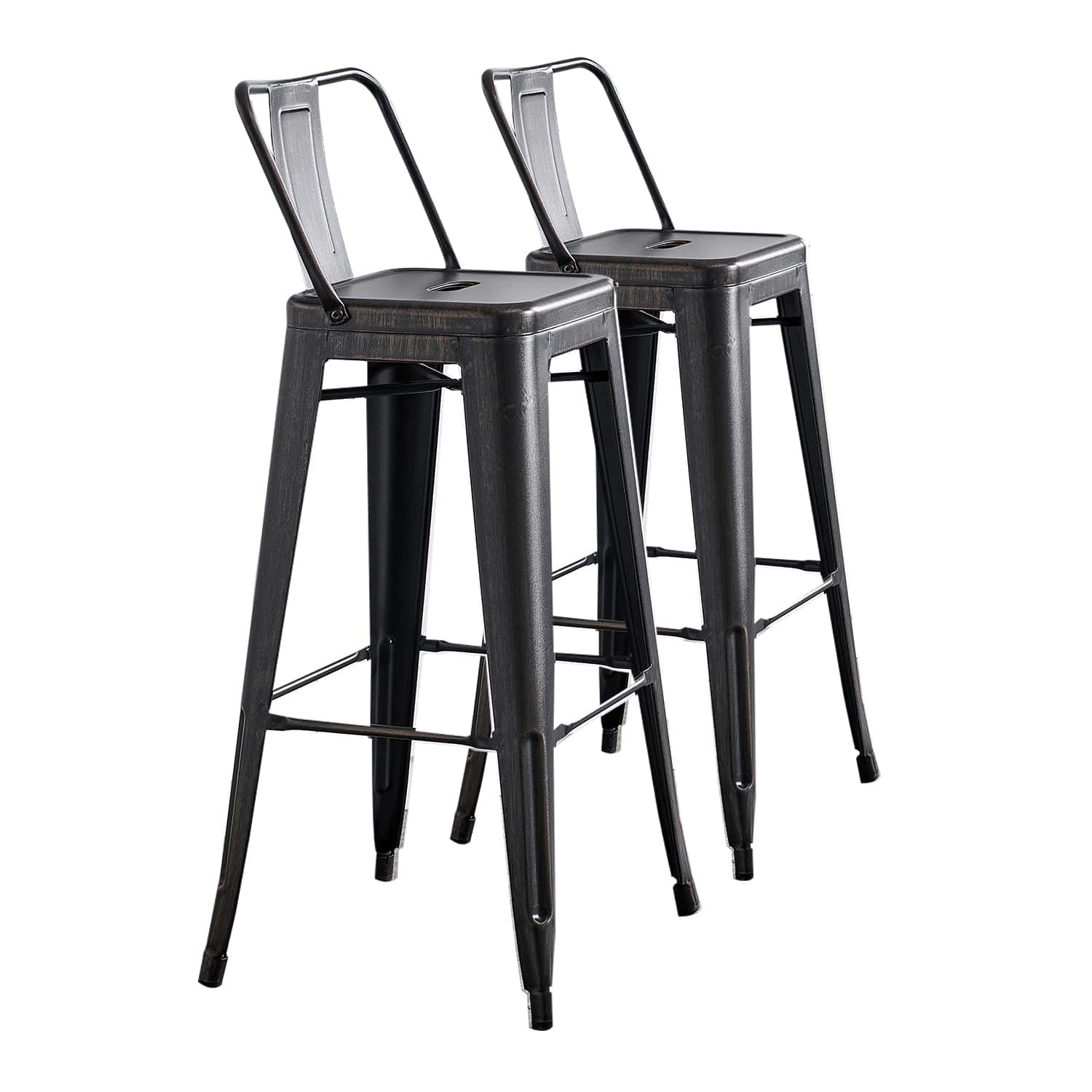 JETRANSPORT - 30" Metal Barstool Set Of 2 - Country Rustic Style With Low Lightweight & Sturdy Build Easy Assembly - Default