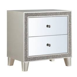 Manhattan Lane - Nightstand with Mirrored Front 2 Drawers - Silver