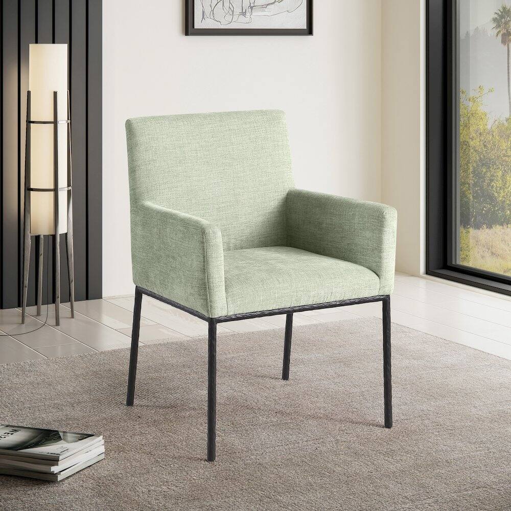 Alt View 1. Meridian Furniture - Reeves Mint Chenille Fabric Dining Chair, Set of 2 - Blue.