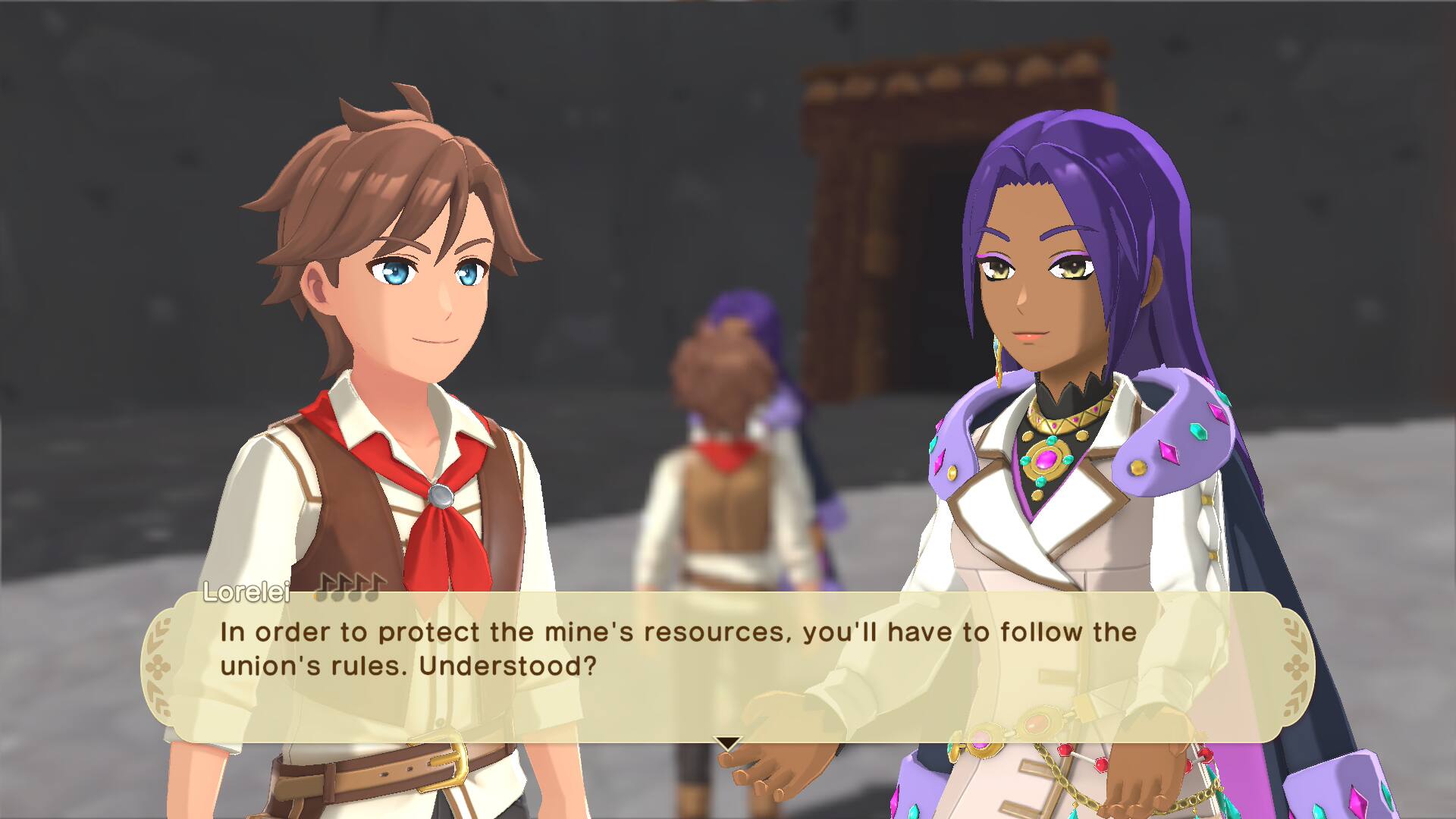 Lorelei: In order to protect the mine's resources, you'll have to follow the union's rules. Understood?