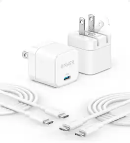 Anker - USB C Charger with Foldable Plug, 20W USB C Charger - White