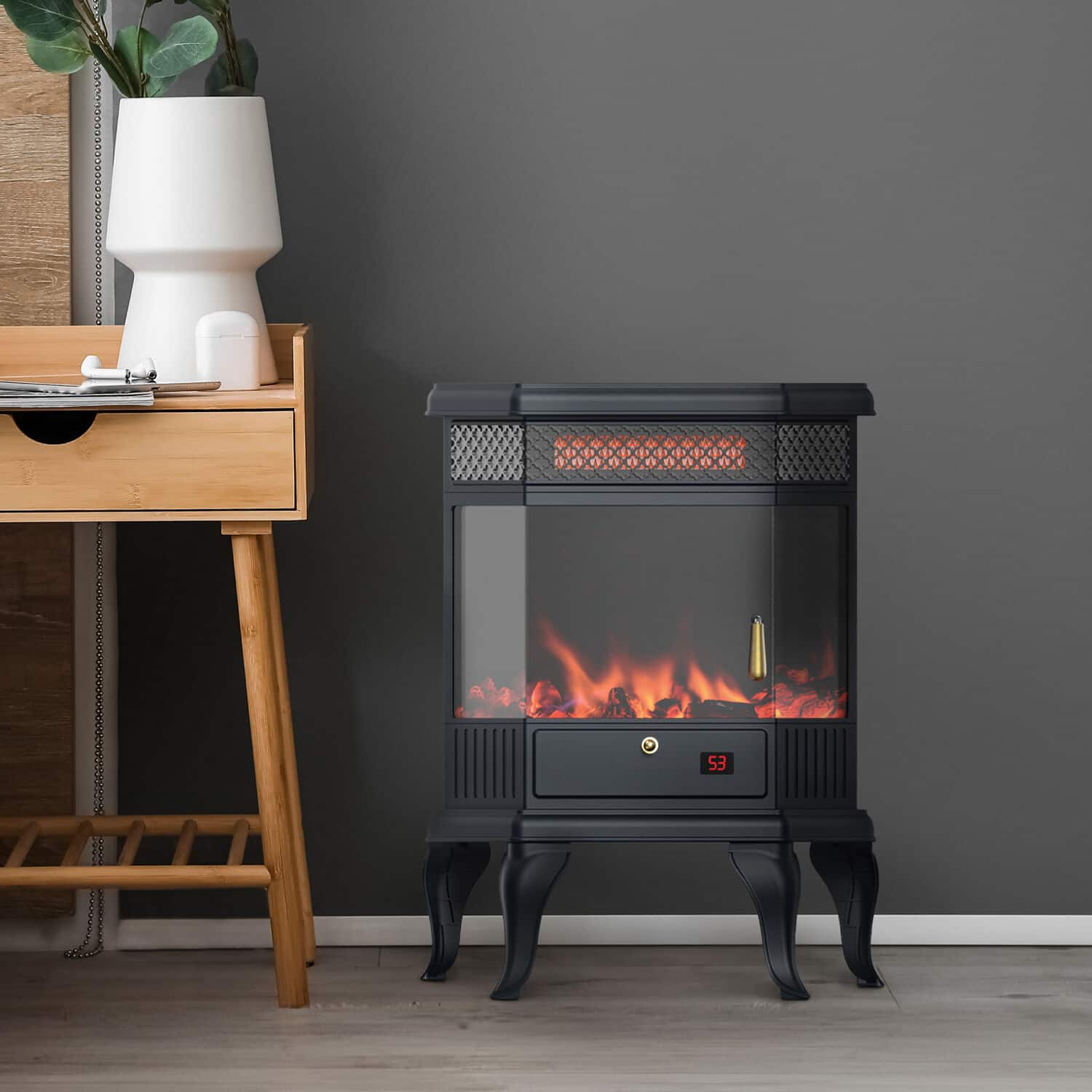 Alt View 23. Lifesmart - 3 Element 3D Top Heater Stove with Fire Burning Crackle Sound - Black.