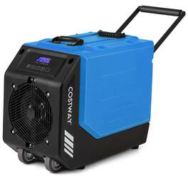 Costway - 190 PPD Commercial Dehumidifier Rotational Molded Industrial Dehumidifier with Pump - Blue + Black