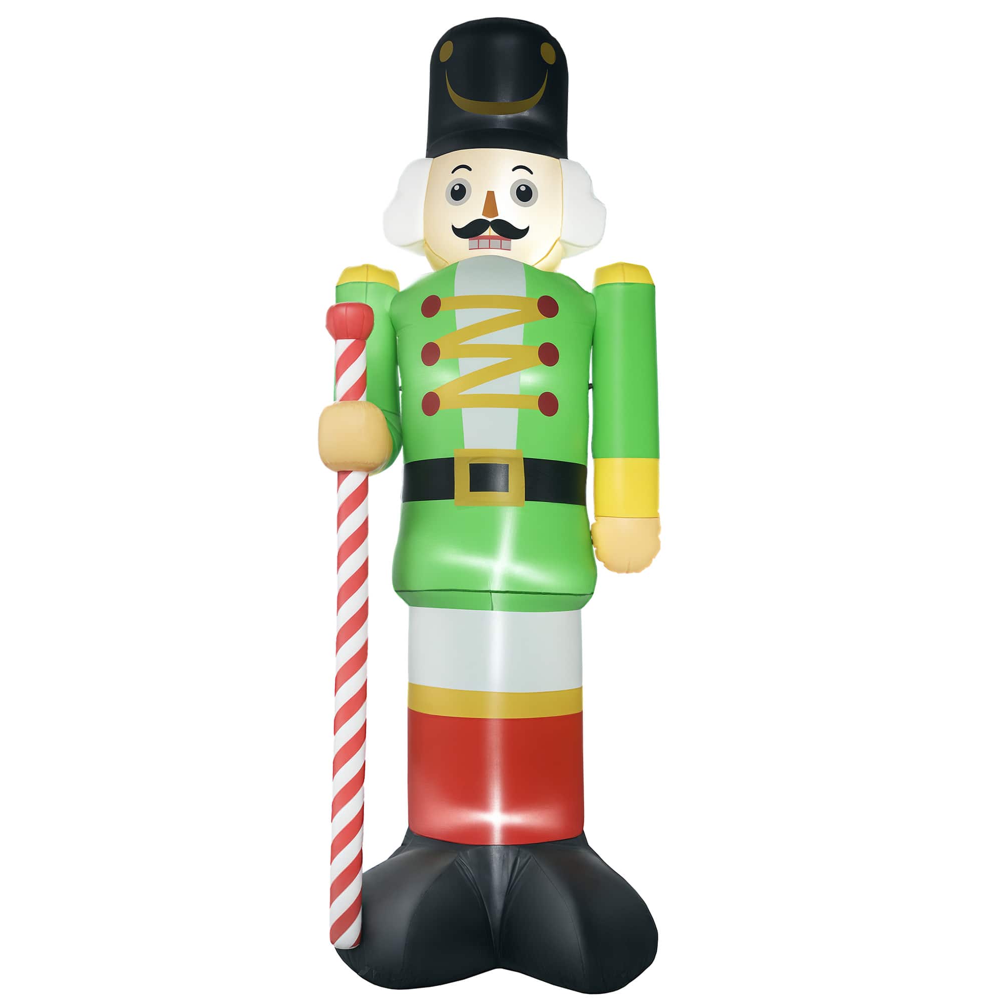 Outsunny - 11.8' Christmas Inflatables Walnut Soldier with White LED Lights, Blow-Up Outdoor Christmas Decorations - Green