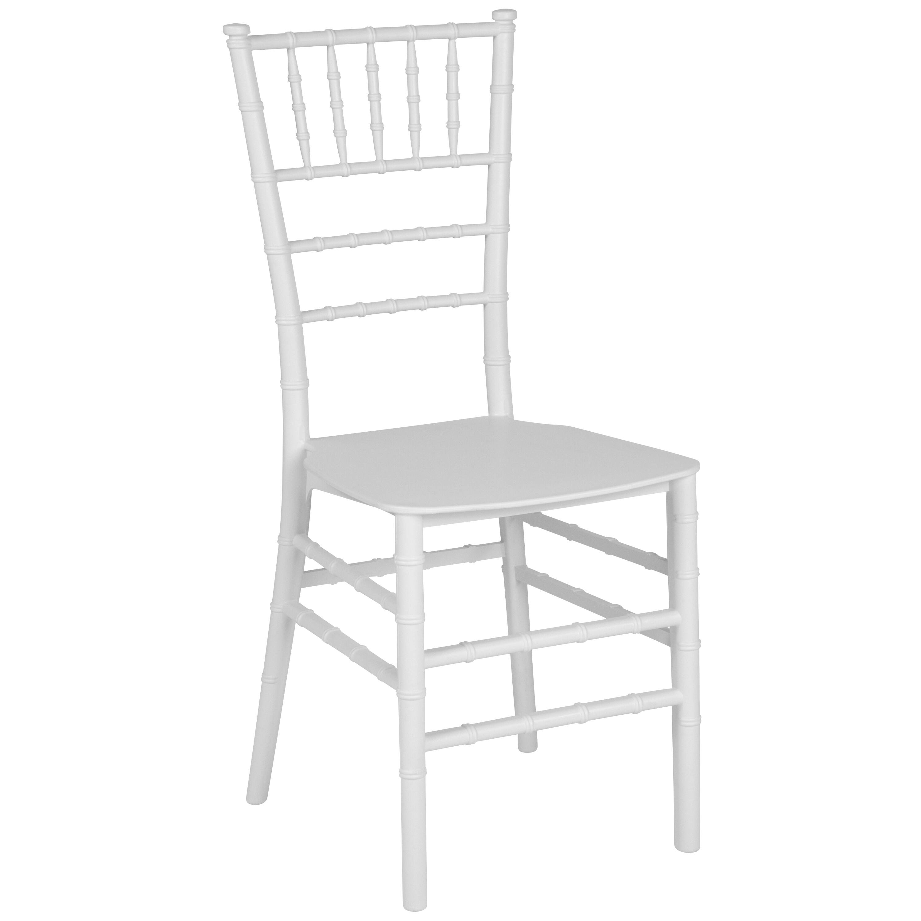 Front. Emma + Oliver - Resin Stacking Dining Chiavari Chair - White.