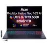 Acer - Upgraded - Predator Helios Neo 16S AI Laptop 16" WQXGA (Intel Ultra 9- 275HX, RTX 5060, 32GB DDR5, 1TB SSD, Win11P) w/USB Hub - Obsidian Black