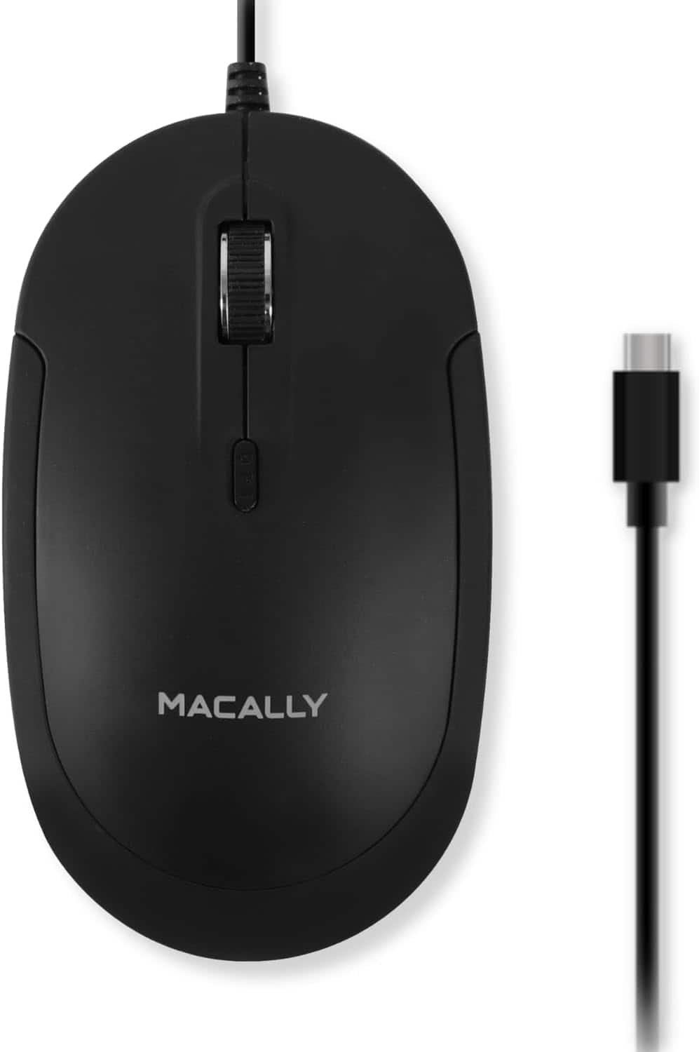 Front. Macally - Macally Wired USB C Mouse for Mac and PC - Slim, Quiet, and Reliable - 4 DPI Mode Type C - Black - Black.