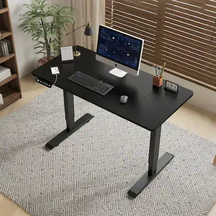 Front. Anysun - 55" Electric Standing Desk - Height Adjustable Lift-Up Desk for Home Office & Gaming, Modern Luxury Table - Black.