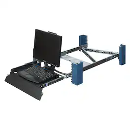 RackSolutions - Rackmount KVM USB Keyboard - Compatible with 15-19" VESA Monitors, Trackpad, Cable Management Arm - Black