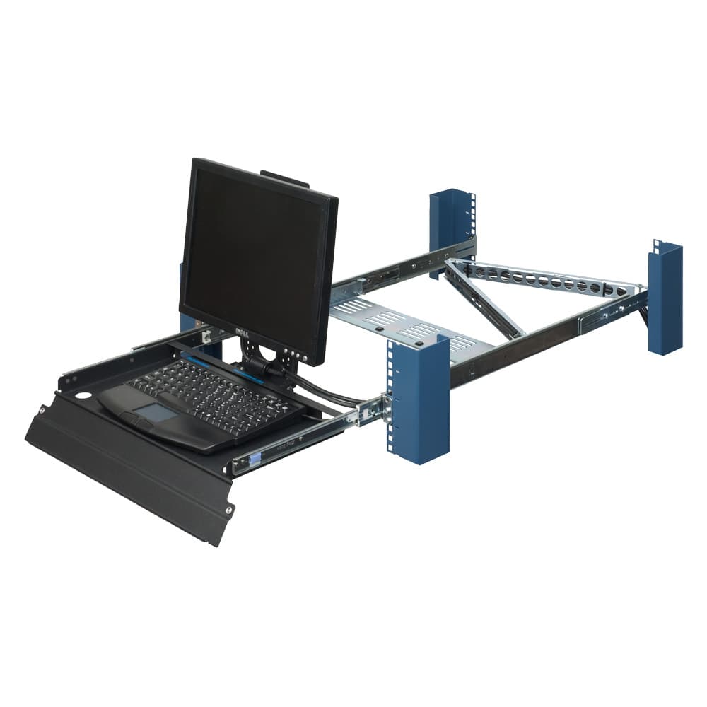 Front. RackSolutions - RackSolutions Rackmount KVM USB Keyboard - Compatible with 15-19" VESA Monitors, Trackpad, Cable Management Arm - Black.