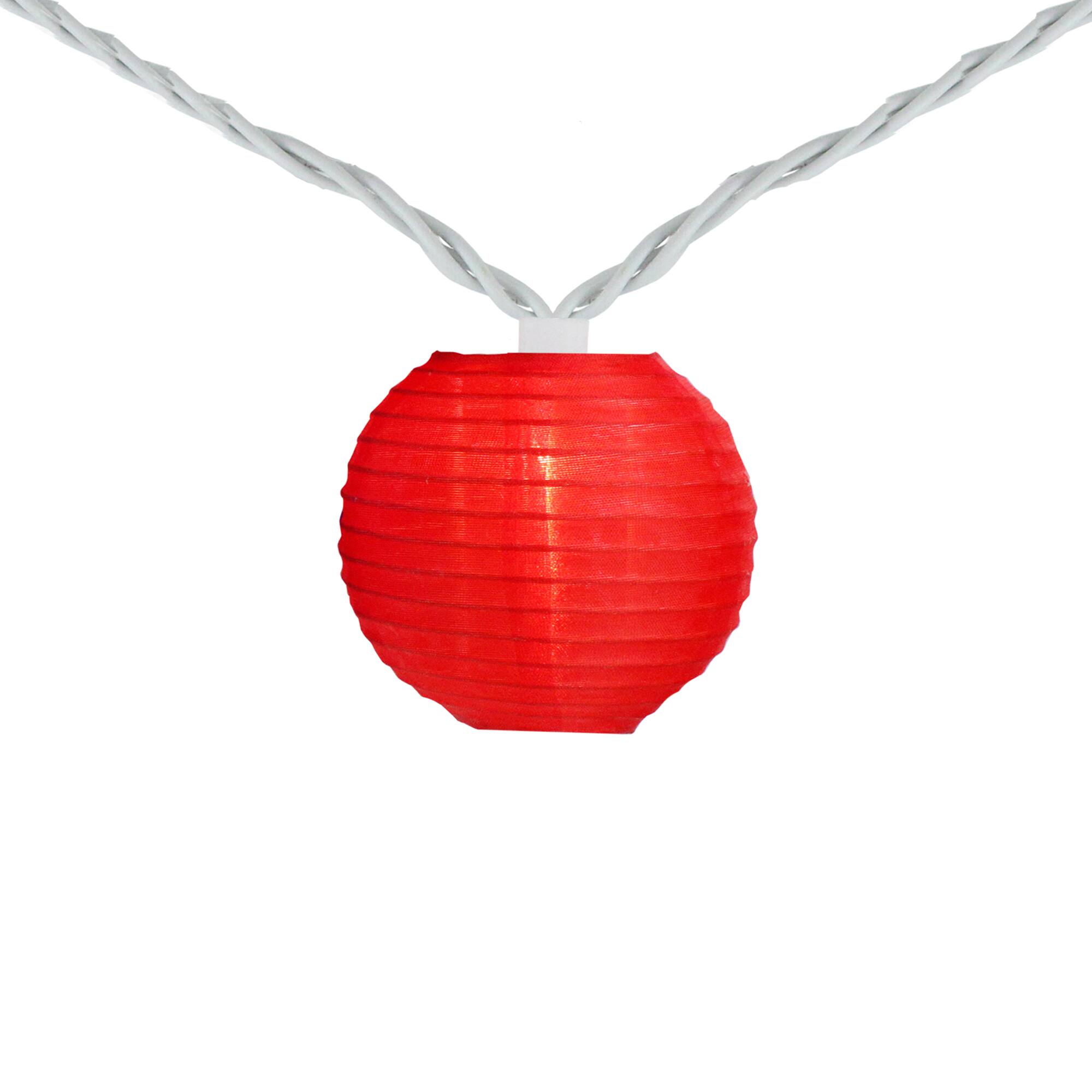 Alt View 4. Northlight - Patriotic Paper Lantern Patio String Lights - 7.5ft - White Wire - 10ct - Red.