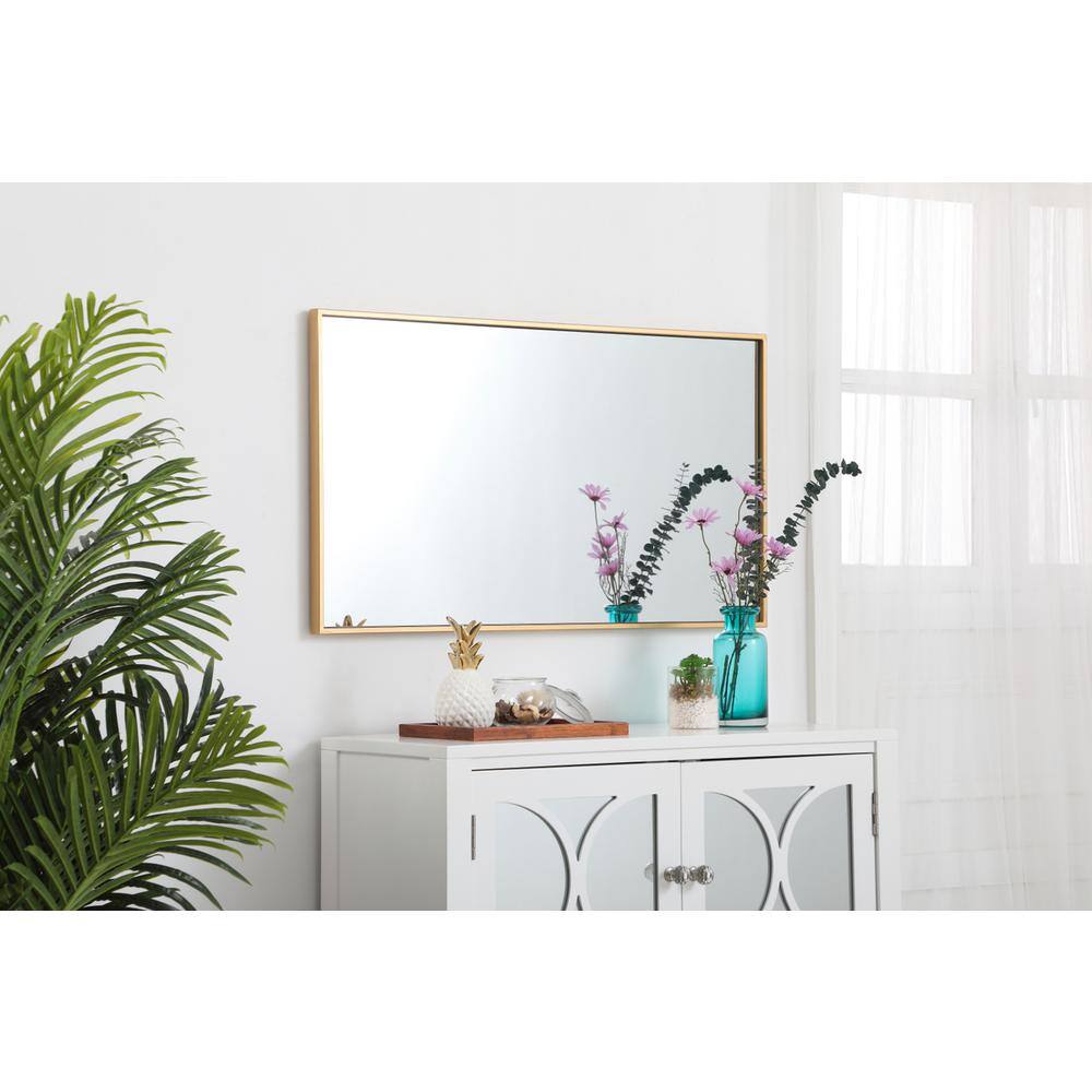 Alt View 3. Elegant Decor - Metal frame rectangle mirror 20 inch in Brass - Brass.