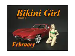 February Bikini Calendar Girl Figurine for 1/24 Scale Models by American Diorama