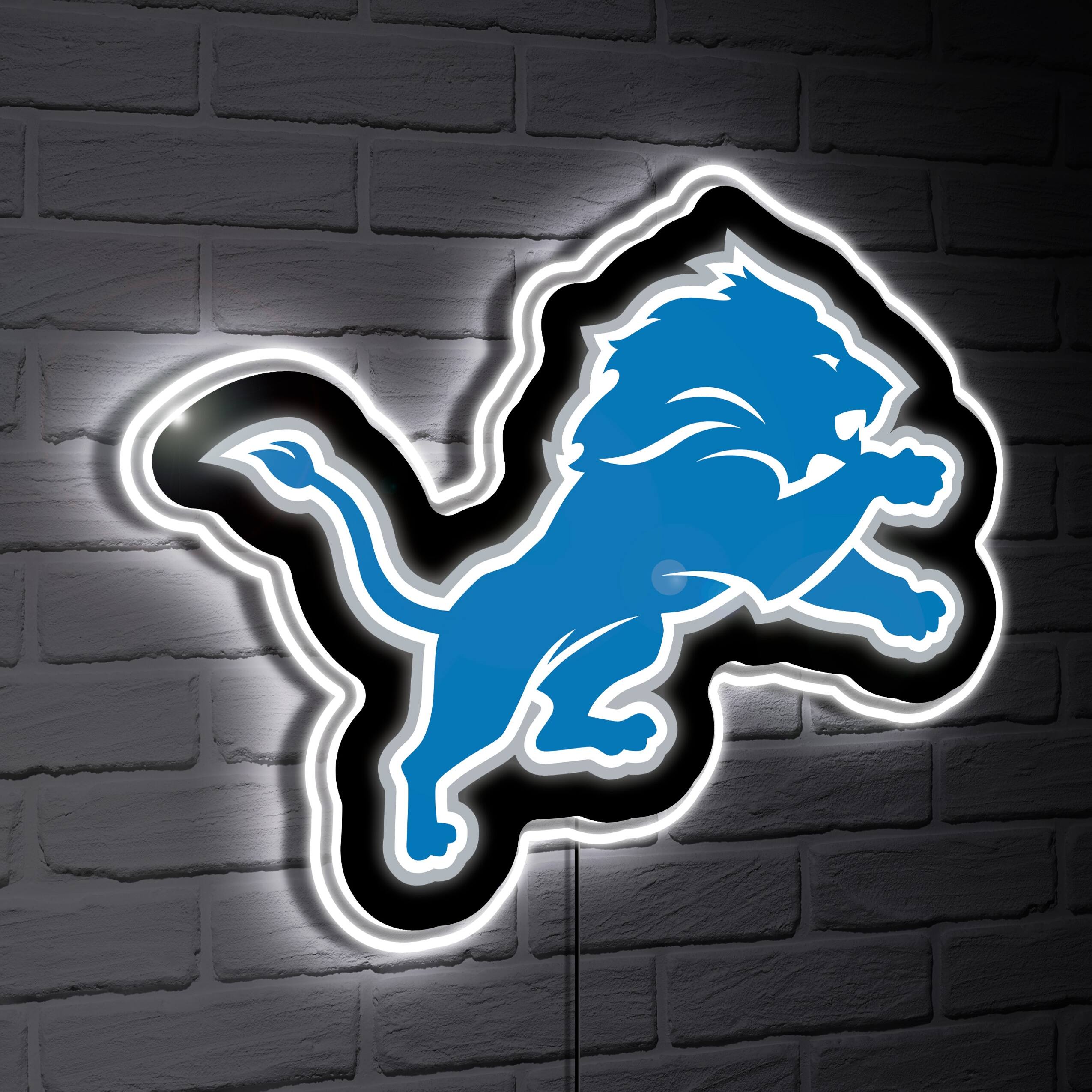 Evergreen Enterprises - Detroit Lions LED Team Logo Shaped Lighted Wall Sign - Multicolor