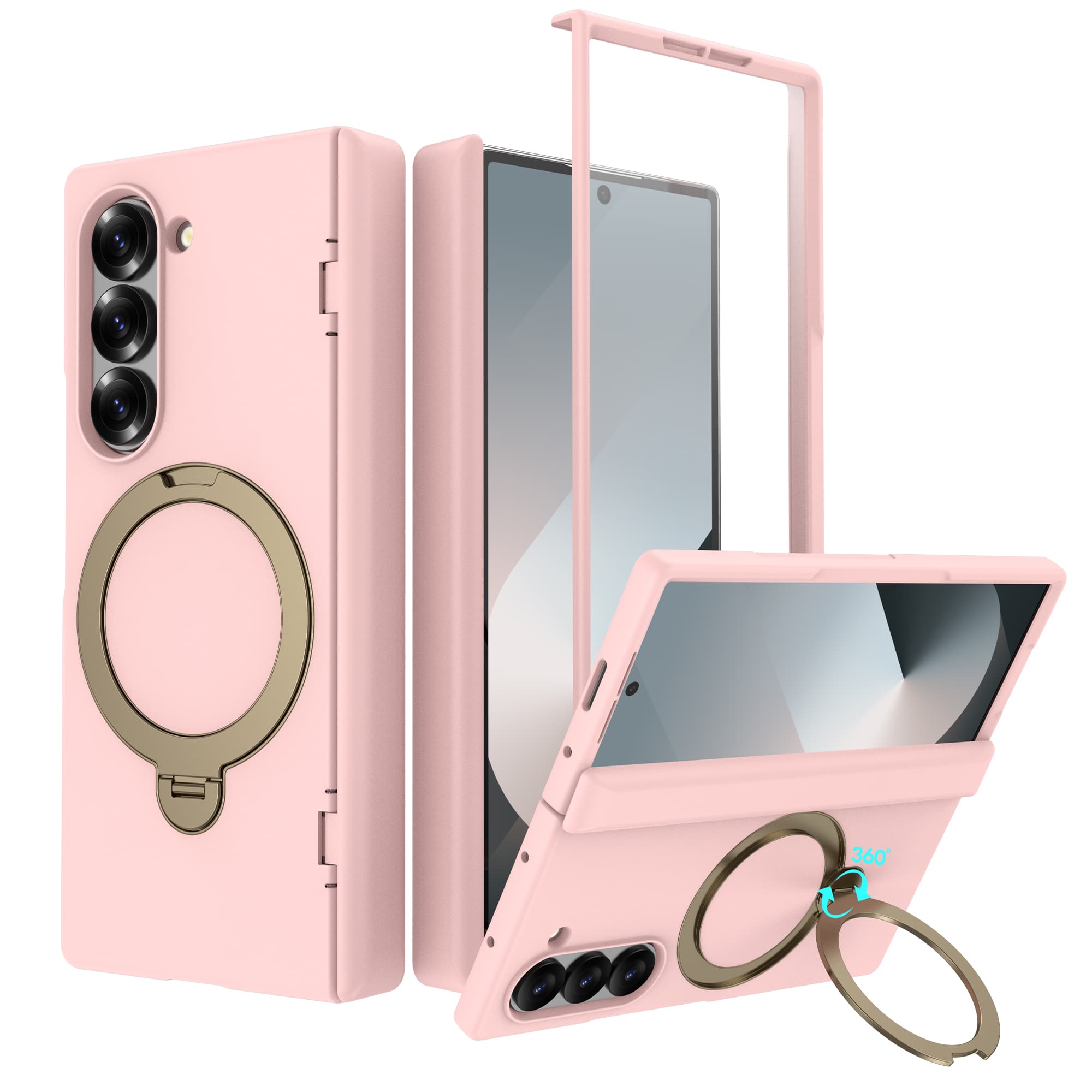 Dteck - Premium Matte Shockproof Case for Samsung Galaxy Z Fold6 with Integrated Hinge Coverage,Rugged Ring Kickstand Cover - Pink price history on PriceWatchPro