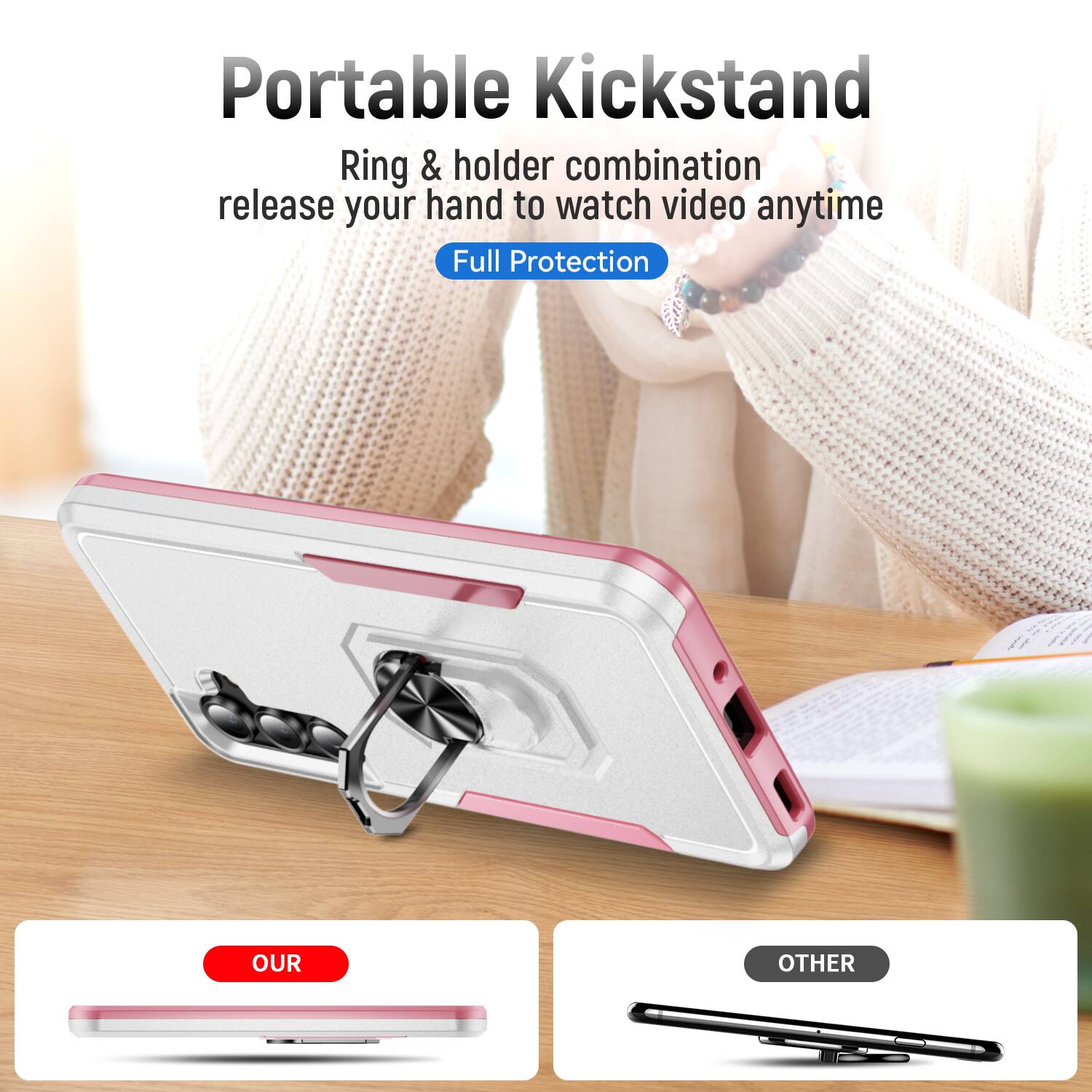 Portable Kickstand  
Ring & holder combination release your hand to watch video anytime  
Full Protection  

OUR  
OTHER
