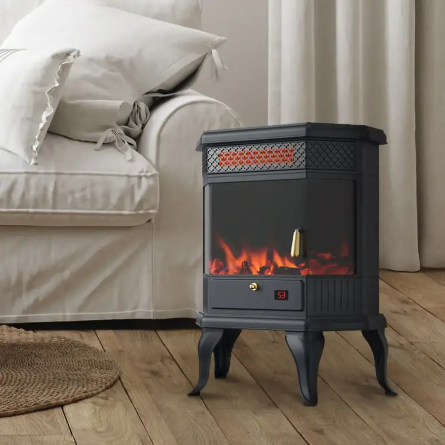Alt View 15. Lifesmart - 3 Element 3D Top Heater Stove with Fire Burning Crackle Sound - Black.