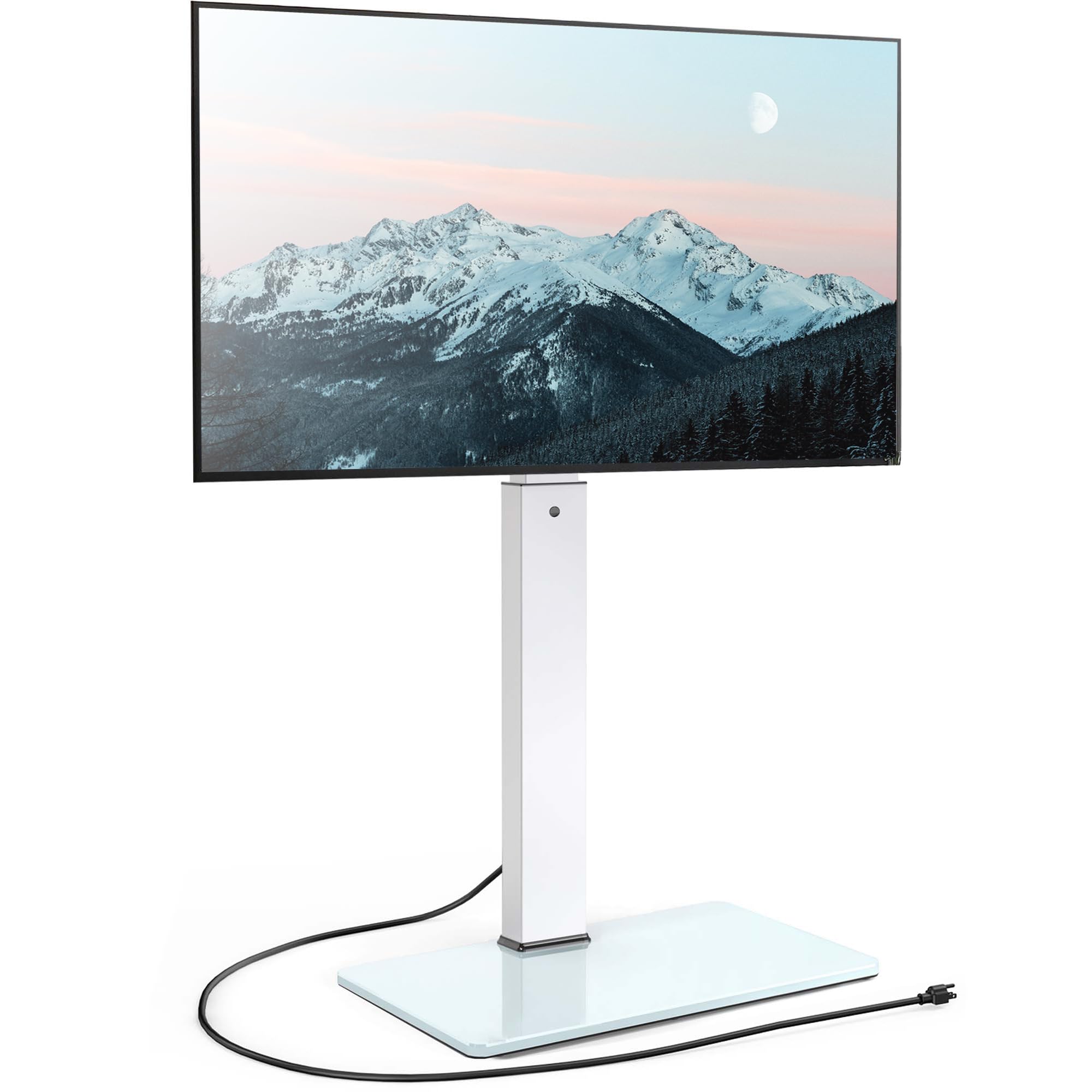 Front. Refined Abode Design - Swivel Floor Tv Stand With Mount For Tvs 37 43 50 55 60 65 70 Lcd Led Flat/curved Screens Universal Televis - White With Power Strip.