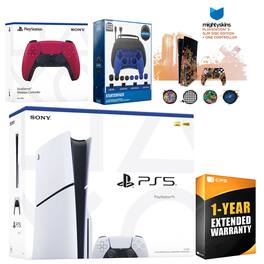 Playstation 5 Slim Disc with Extra Controller, Gamer Starter Kit and MightySkins Decal Voucher + 1 Year - PlayStation 5