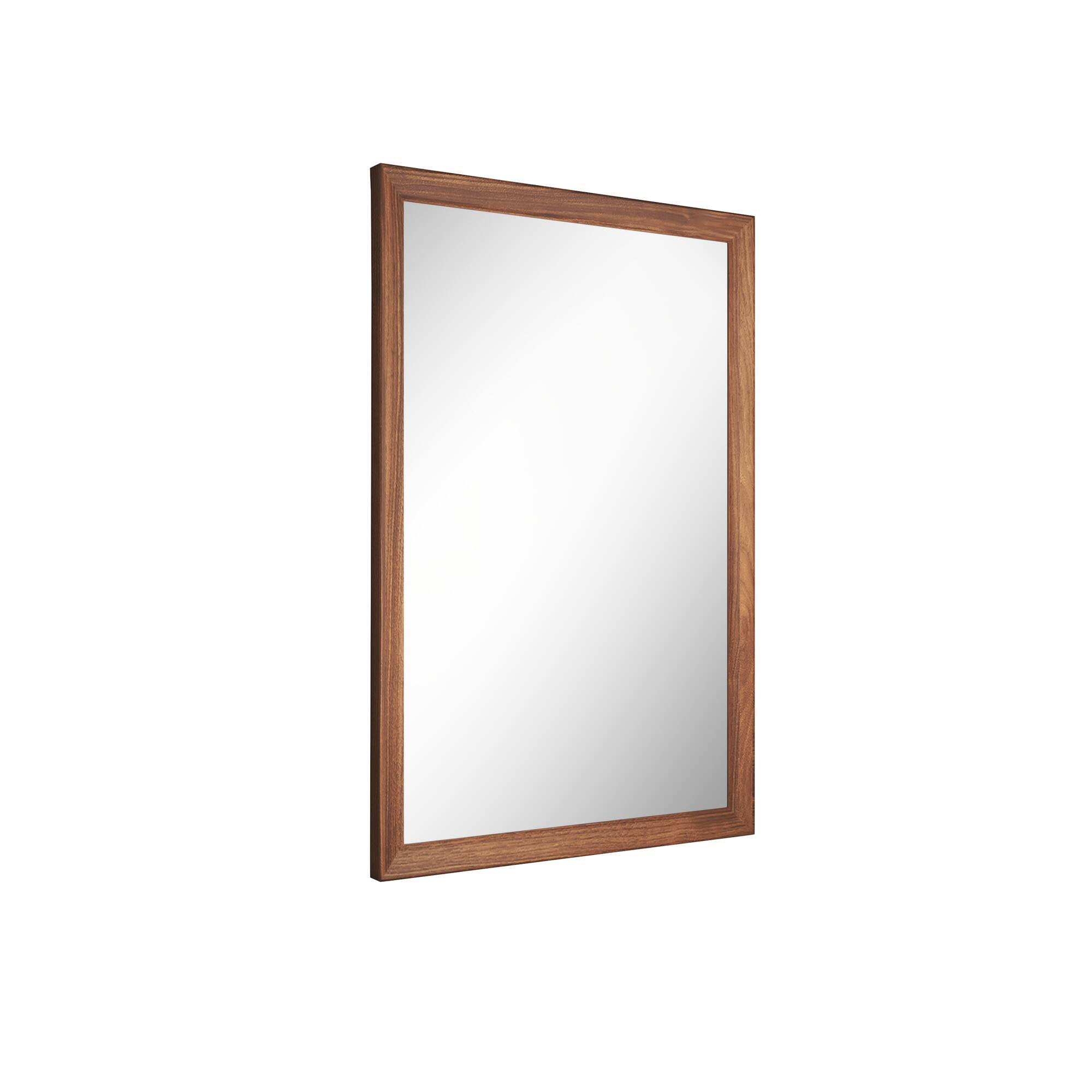 Alt View 1. Boyel Living - 24 in W x 16 in L Dark Wood Grain Rectangular Slanted Edge Aluminum Framed Wall Bathroom Vanity Mirror.