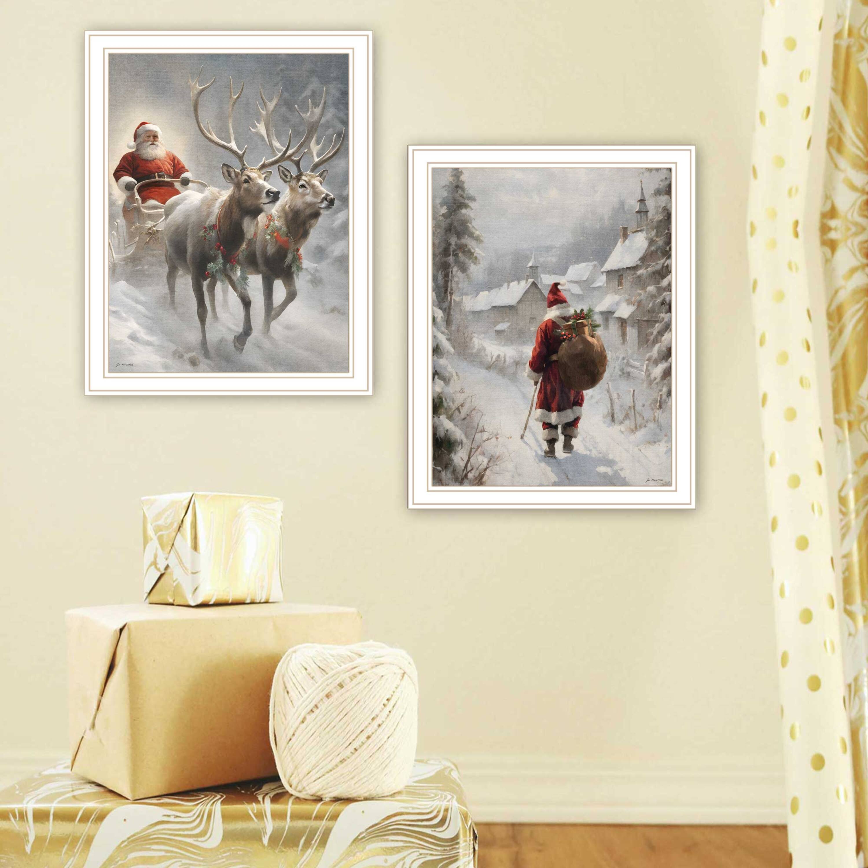 Angle. TinyHomie - Decor 4U 2 Piece On The Eve of Christmas White Framed Wall Art Jo Moulton - white.