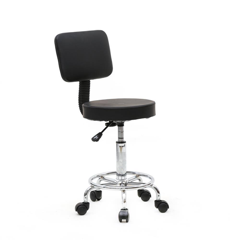 Front. Winado - Adjustable Rolling Stool with Backrest 360° Swivel Spa Salon Tattoo Stool Chair - Black.