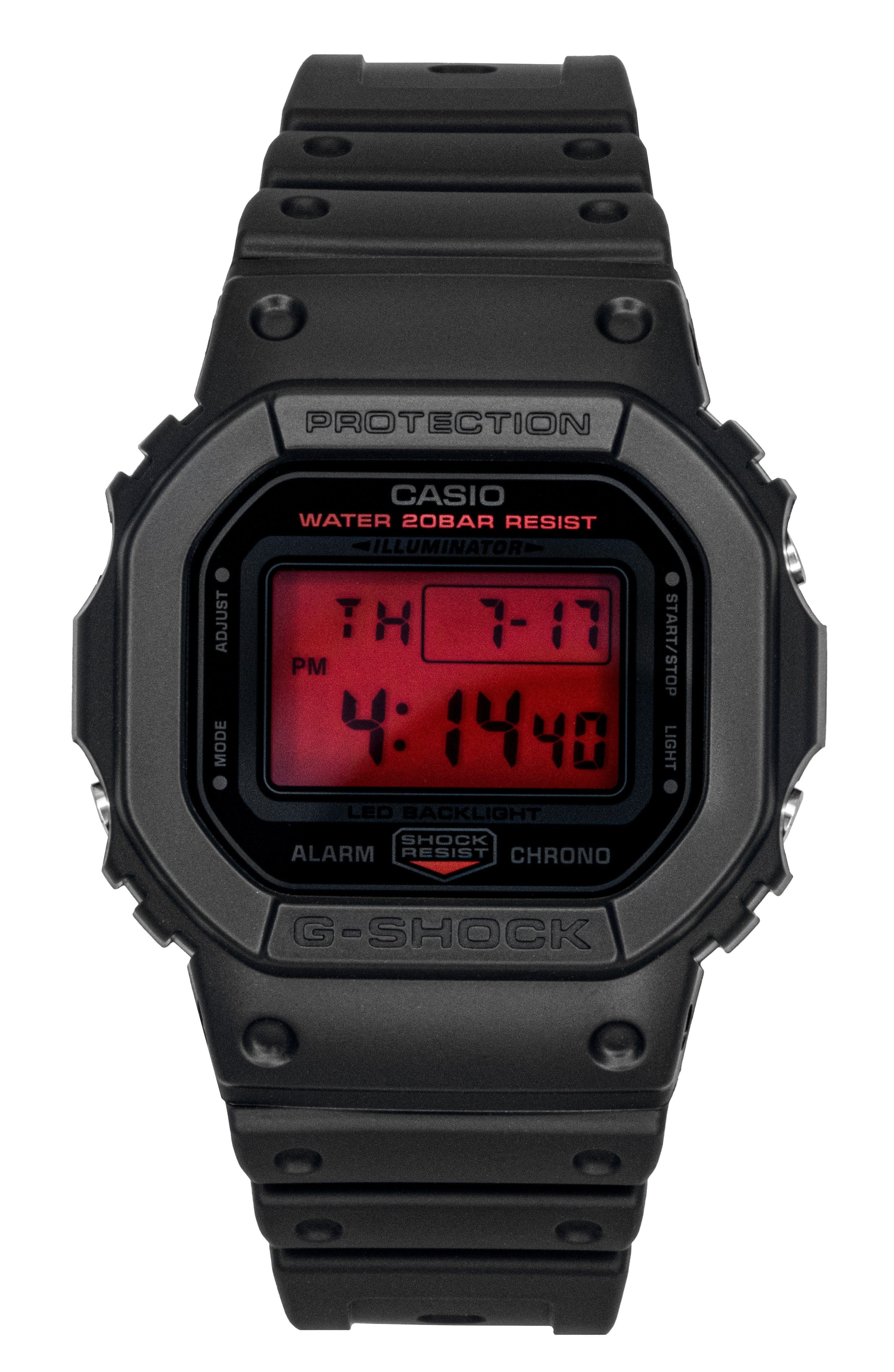 Casio - G-SHOCK Origin Digital Quartz DW-5600BBR-1 Mens Watch 200M Alarm Chrono Stopwatch Backlight - Black and red price history on PriceWatchPro