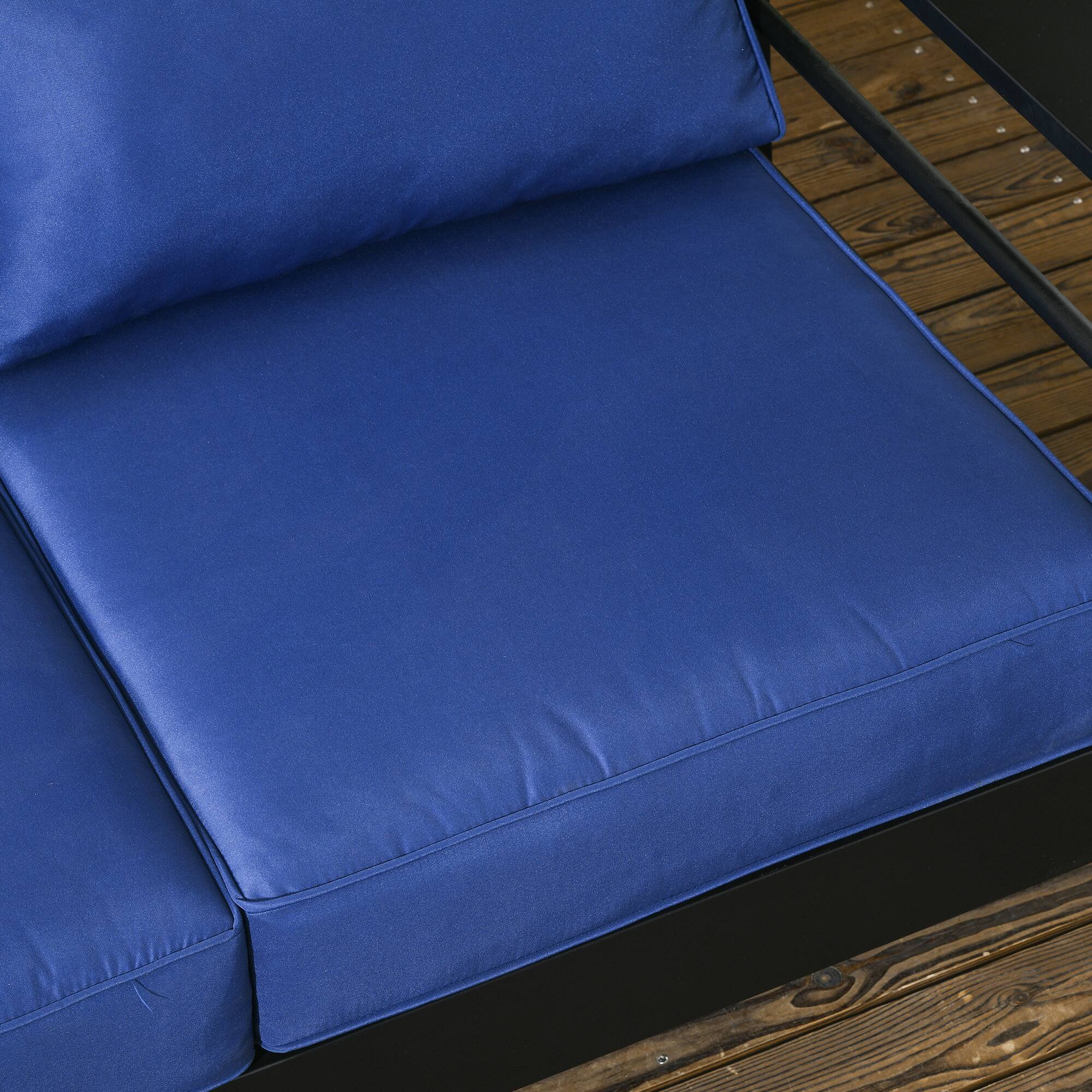 Alt View 7. Outsunny - 69" Modern Patio Furniture with Thick Padded Cushions, 3 Seater Aluminum Outdoor Sofa with Wide Armrests - Navy Blue.